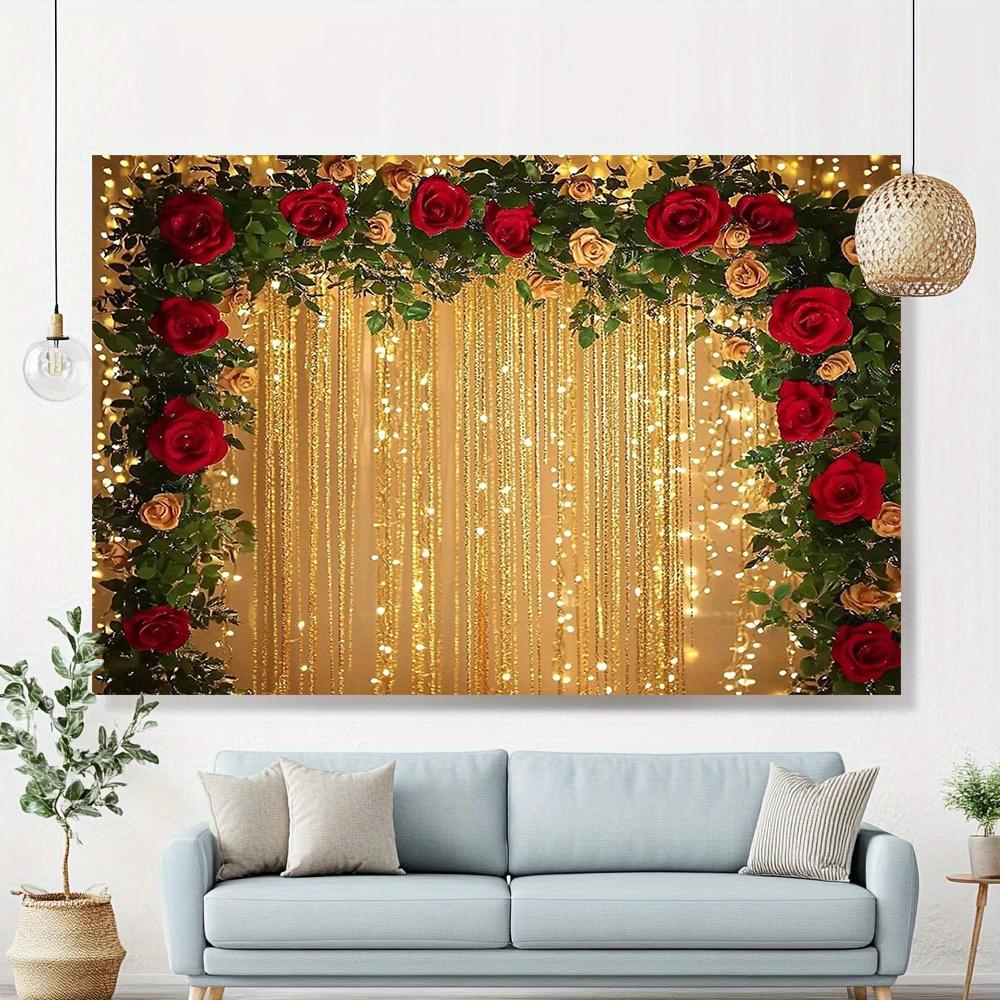 Christmas Golden Rose Garland Arch  Scene  Decoration Background Winter Photography Backdrop Decorations For Photo Studio Photo Booth Christams Party