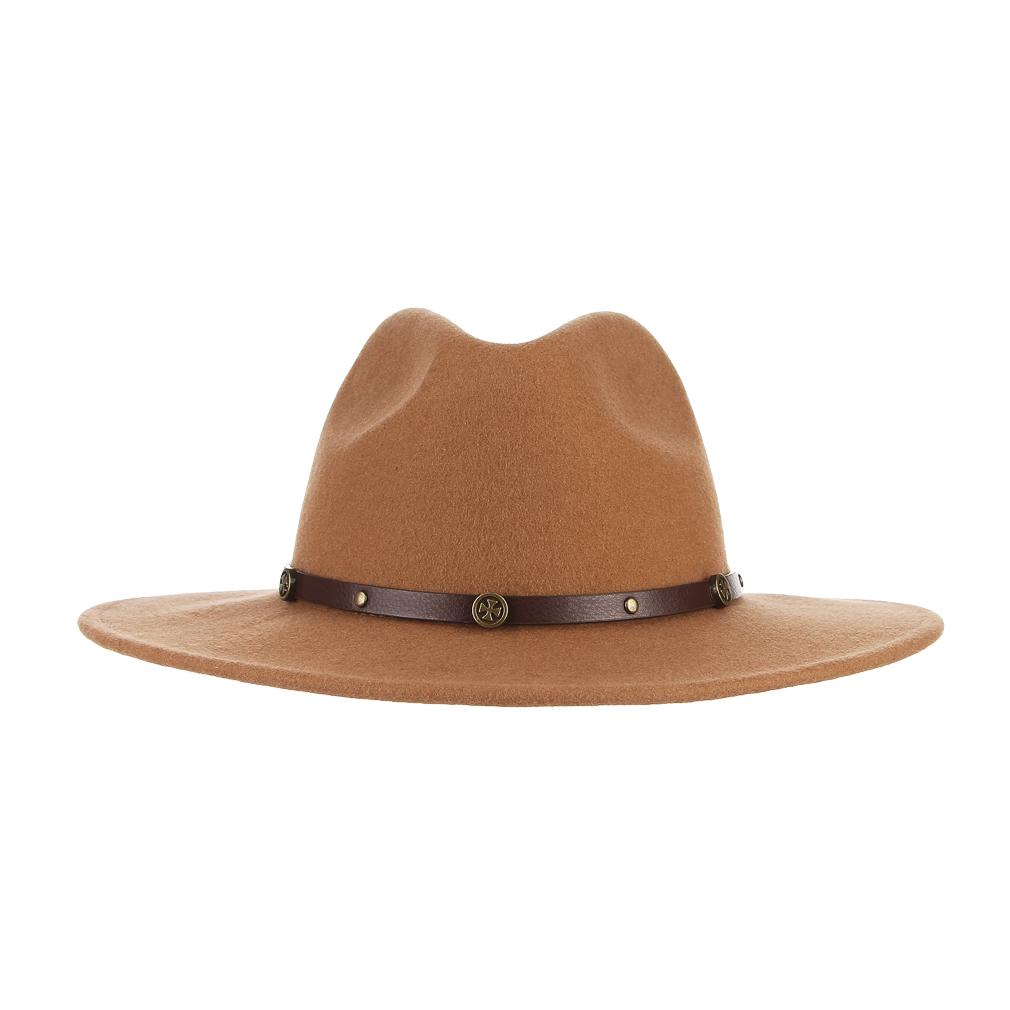 Women Men Wool Fedora Hat with Leather 