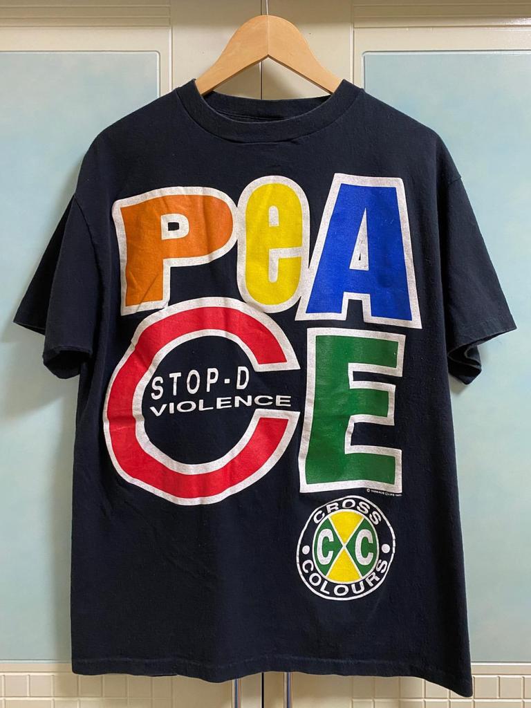 World Peace Peace Anti-war Letter Printed Personalized Printed T-shirt for Women, Loose and Casual, Student Round-neck for Men