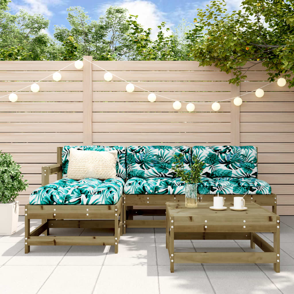5 Piece Garden Lounge Set with Cushions Pressure Treated Pine Wood