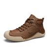 Large Size Men's Shoes Hand-sewn Medium and High Top Casual Shoes Leather Flat Bottom Outdoor Tooling Boots
