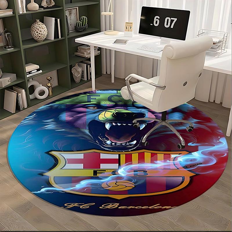 FC Barcelona Crest,Lion Emblem Artwork Chair mat Round Rug Office carpet, Machine Washable, Non slip, Suitable for Living Rooms, Bedrooms