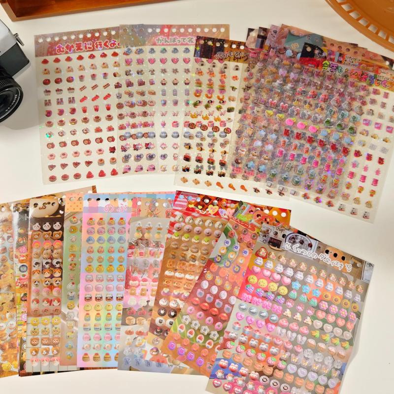 18Sheets/Book Cute Mini Desserts Cut Film Sticker Book Creative Handbook Diy Scrapbook Book Phone Decoration Collage Stationery