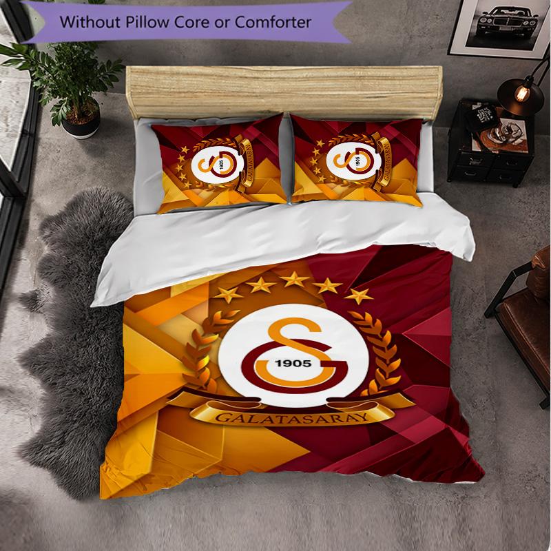 Biancheria da letto a tema Galatasaray FC Set 3 Pezzi Copripiumino Biancheria da letto decorativa per camera da letto per adolescenti Decorazione per la casa