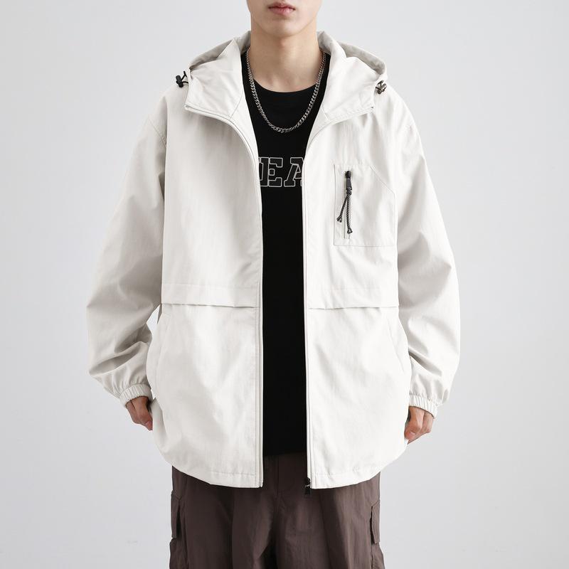 

Retro American Style Hooded Windproof Workwear Jacket for Autumn and Winter XXXL (170-195 jin) брудно-білий