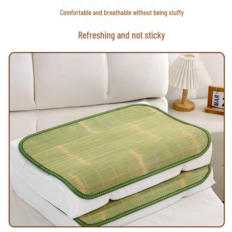 Free Shipping: Summer Bamboo Rattan Pillow Pair - Cool Green Ice Mat with Pillowcase