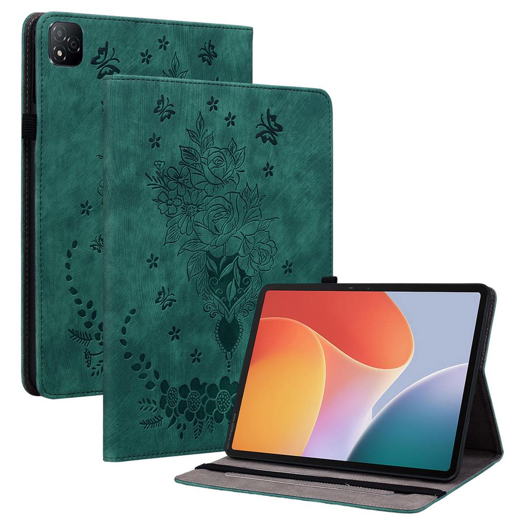 For Infinix Xpad Case Card Holder Anti-Scratch Leather Cover Rose Flower Imprint