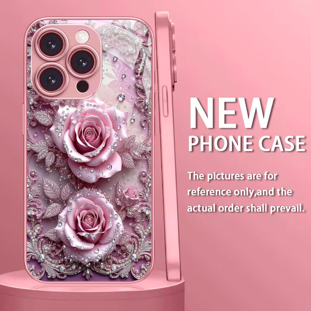 Light-colored Flowers Madam PhoneCase Glass PhoneCase for iPhone 17 16 15 14 13 12pm Pro Plus Dropresistant Cellphone Female