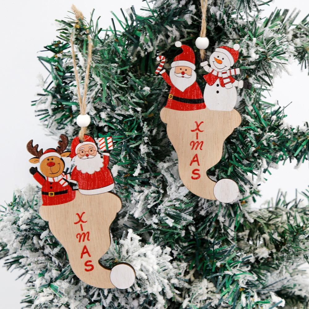 Playful Christmas Wooden Ornaments Featuring Santa And Snowman Hats For Joyous Celebrations Holiday