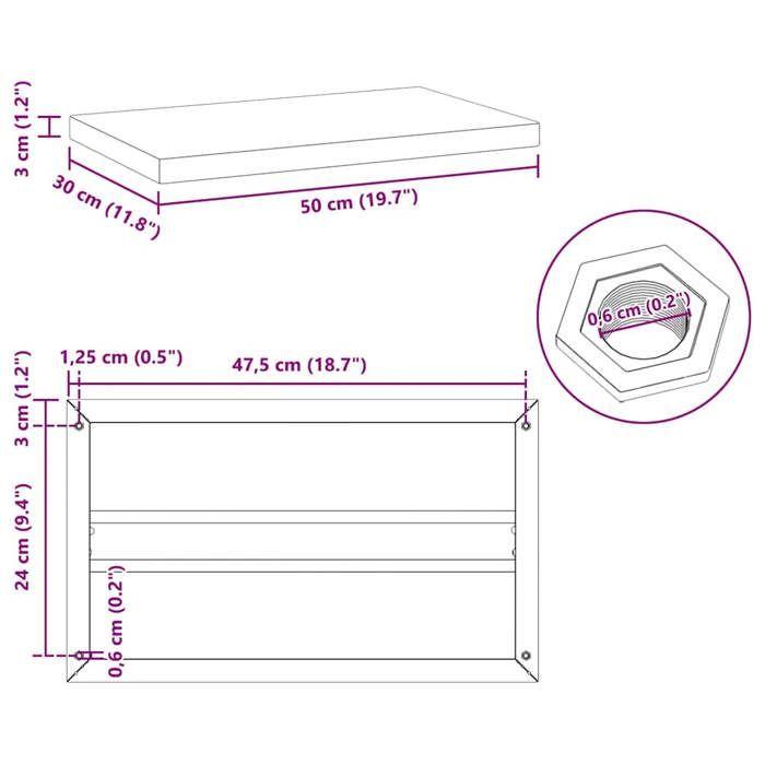 VidaXL Étagères murales 2 pcs 50x30x3 cm noir acier inoxydable, étagère flottante, étagère murale d'exposition, panneau 30294