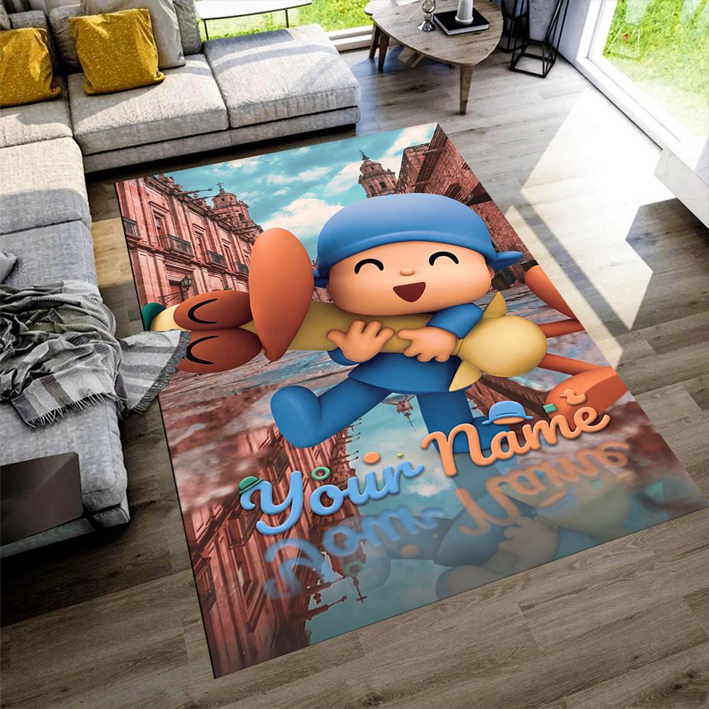 Pocoyo Personalized Text Floor Rug Office Rug Suitable for Kitchen Playrooms Game Room Foyer Antislip Carpet Decorate Offices
