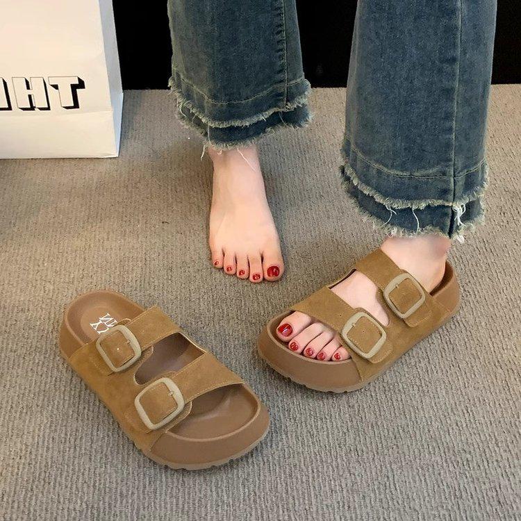 Retro-Style Fashionable Thick-Sole One-Strap Sandals