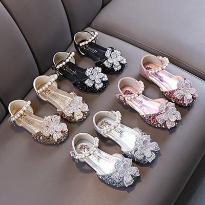 Spring Leather Shoes New Fashion Exquisite Princess Shoe Rhinestone Performance Girl Shoe Anti Slip Comfort Gorgeous Kid Shoes