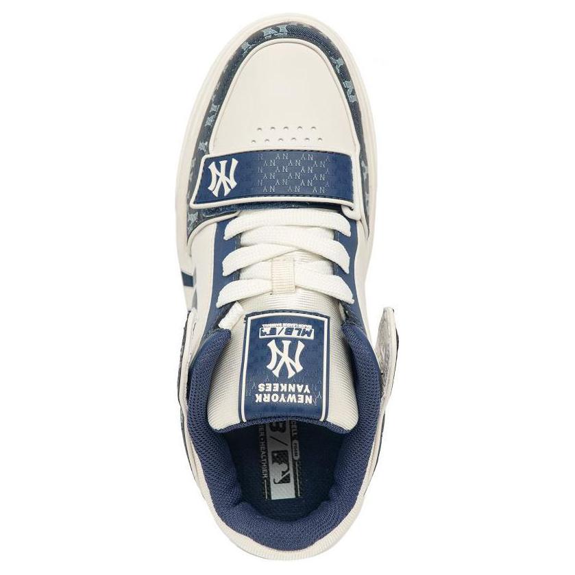 MLB Chunky Liner Naked Eye 3D Fabric Synthetic Leather Retro Floral Slip Resistant Mid Top Sneakers Unisex Sneakers Navy-Blue 3ASXCDN3N-50NYD