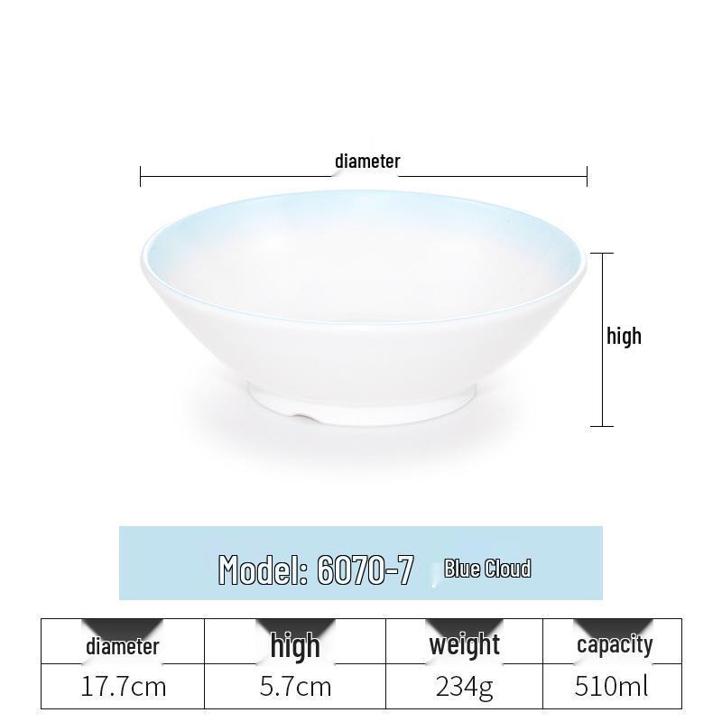 Imitation Porcelain Melamine Ramen Bowl - Large Douli Hat Design for Soup, Mala Tang, Rice Noodles