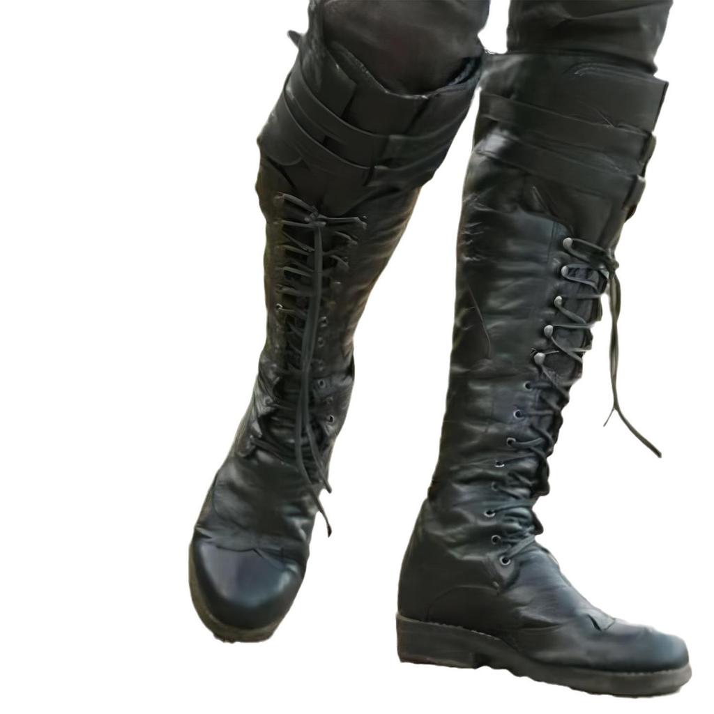 New European and American Retro Lace-up Motorcycle Boots Plus Size Men's Locomotive Boots