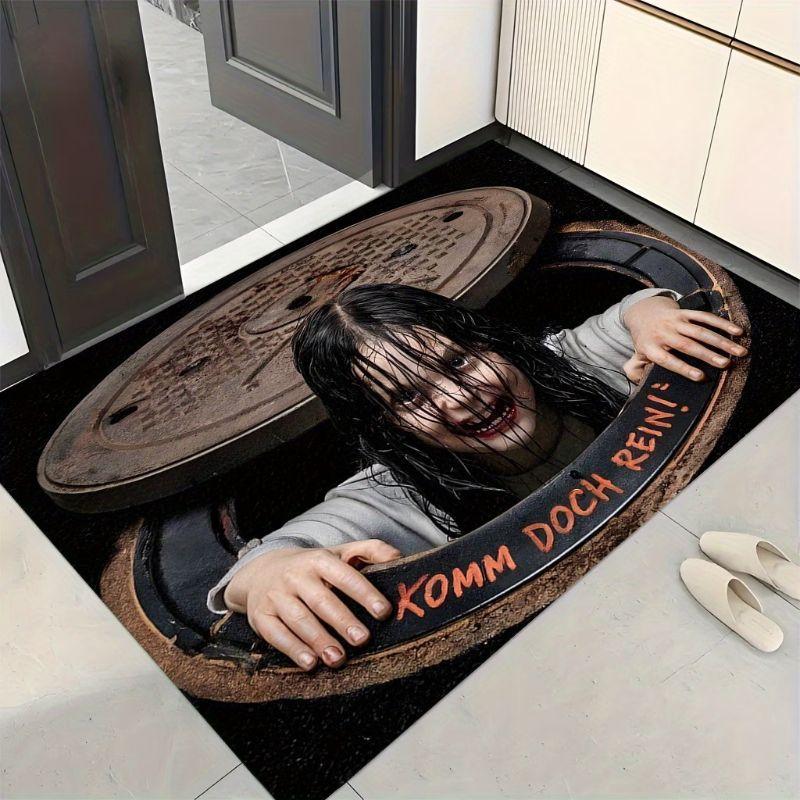 Halloween Boo Pumpkin Spider Ghost Rug Non-Slip Door Mat Spooky Floor Carpet Entryway Home Party Decor