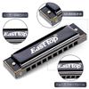 East Top Harmonica for Blues Stainless C 10 20 ABS Chrome Phosphor Bronze Cleaning Cloth High Suitable for Learning and Black Beginners, Harmonica,