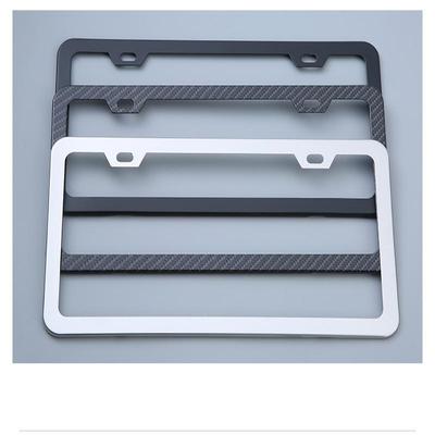 1/2Pcs Black Car License Plate Frame - 2 Hole Stainless Steel Rustproof Universal Front Rear Plate Cover Accessory