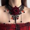 Lace Rose Necklace Niche Design Tassel Choker Neck Chain Sweet Cool Item