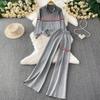Faionable Knitted Embroidered Striped Set High Waist Wide Leg Pants Zipper Jaet for Women Autumn Season Casual Wear