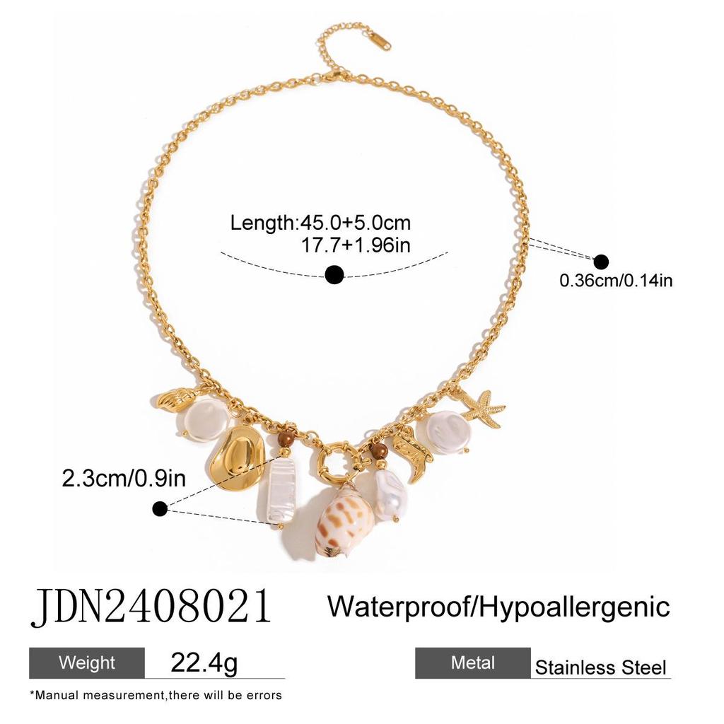 Jieding Stainless Steel Pearl Heart Necklace - Elegant Drip Oil Clavicle Chain with Titanium Steel.