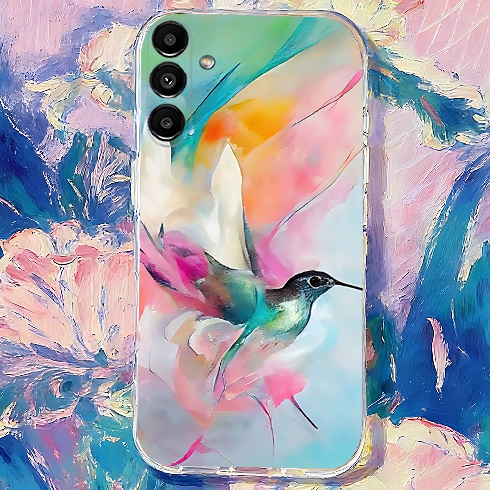 Bird Hummingbird painting Phone Case For Samsung S30,S25,S24,S23,S21,S22,S20,S10,5G,FE,lite,PIus,Ultra Transparent Cover SamsungS20fe