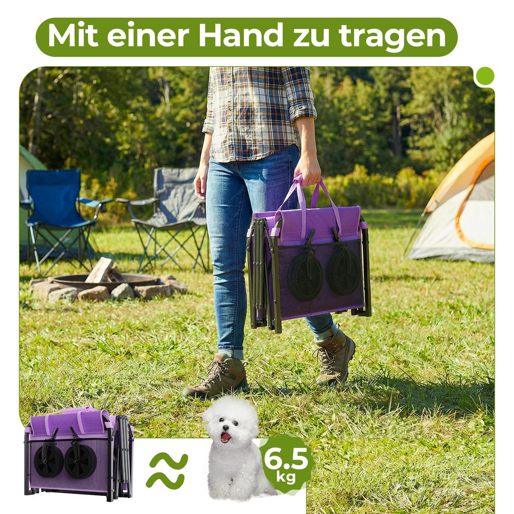 Mini Wagon Foldable Small 100KG, Hand Cart, Shopping Cart Camping Cart with Height-Adjustable Handle, Light & Space-Saving & Stable, Purple
