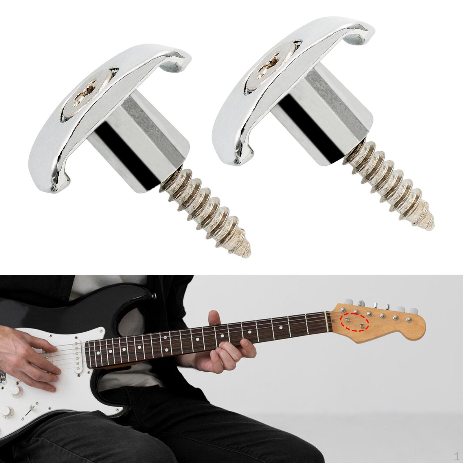 2 Pieces Electric Guitar String Retainers Accessory Replacement Chrome
