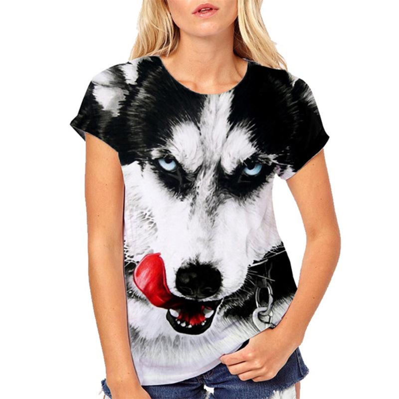 Women T-shirt Husky Dog 3D Print Animal Tees Woman Casual Streetwear Short Sleeve Harajuku Summer T Shirts Oversized Y2k Tops