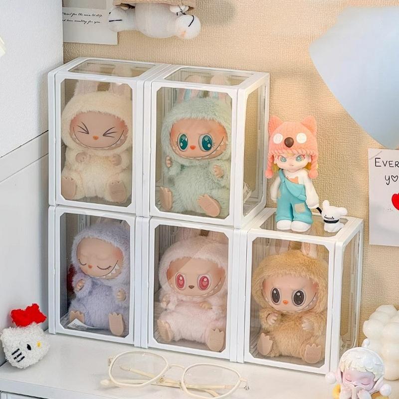 1 Stück Transparente Displaybox Blindbox Organizer Glas Aufbewahrungsboxen für Figuren Vitrine für Baumwollpuppen Ausstellschrank