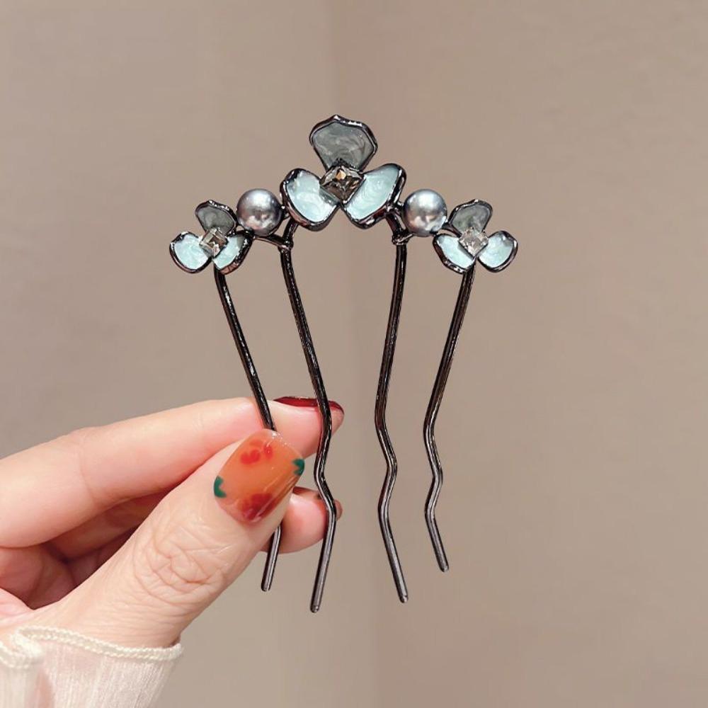Retro Flower Hairpin Chinese Style Cheongsam Hair Comb for Women Classic Wedding Hair Jewelry Alloy Tiaras Lady Hair Jewelry