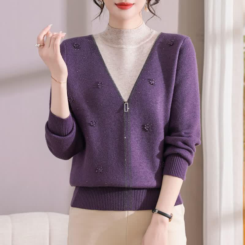Yalu Women's Winter Warm Semi-Turtleneck Knit Sweater for Moms