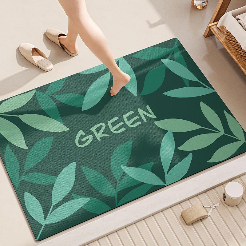 

Свежее Зеленое Растение Мягкий Диатомовый Ил Водопоглощающий Коврик для Пола Душевая Комната Ванная Раковина Бытовой Износостойкий Нескользящий Придверный Коврик 40 * 60Cm