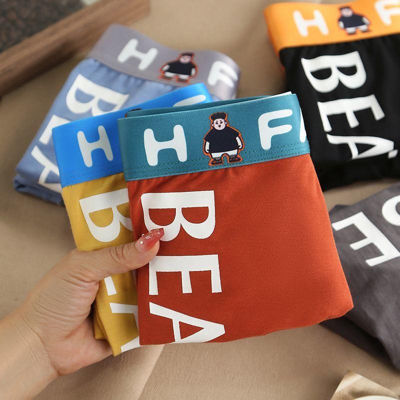 New Cartoon Letter Breathable Boxer Men Underwear Cotton Boxershort Mens Boxers Man Size Plus M-3XL