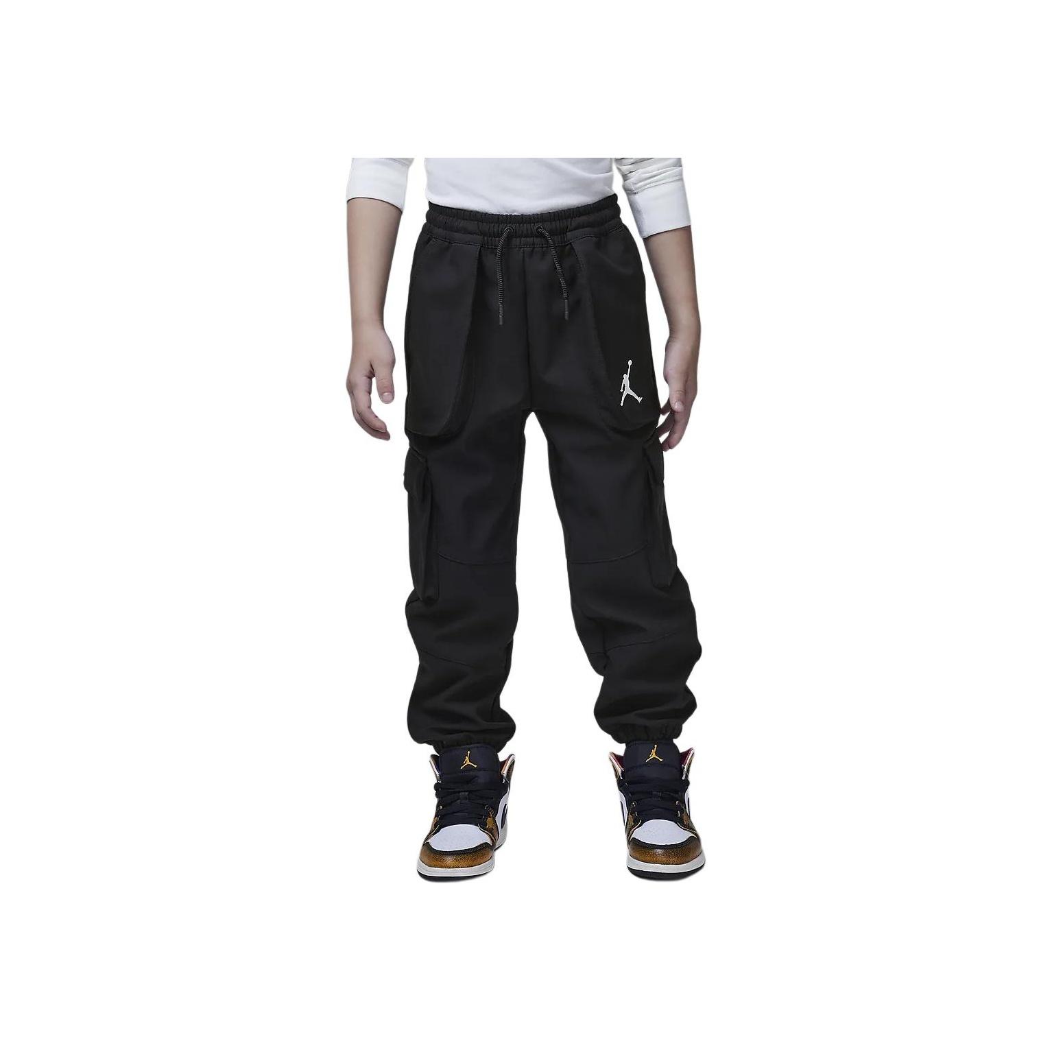 Jordan Fashion Versatile Comfortable Fleece Cargo Pants Kids bottoms Black FZ1965-010 5