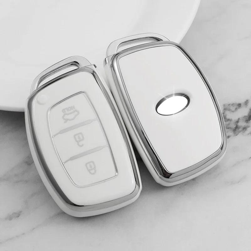 TPU Autoschlüsselgehäuse mit 3/4 Tasten, für Hyundai Tucson Santa Fe Rena Sonata Elantra Creta Ix35 Ix45 I10 I30 I40 Zubehör