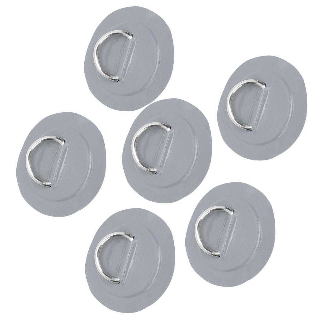 6 Pcs PVC D Ring Patch Elastic Rope Set Stainless Steel D Ring Patch Bungee Cord SetGray
