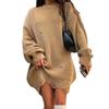 Women Sweater Three-Dimensional Tailoring Loose Fit Soft Knitted Sweater O-Neck Long Sleeve Ripped Holes Mid-length Tops