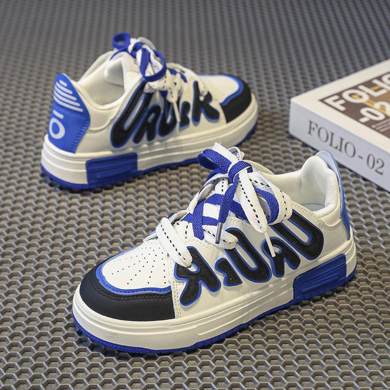 Board shoes student shoes spring and autumn 2025 new leather surface older children's casual little white shoes women's shoes flat bottom low top