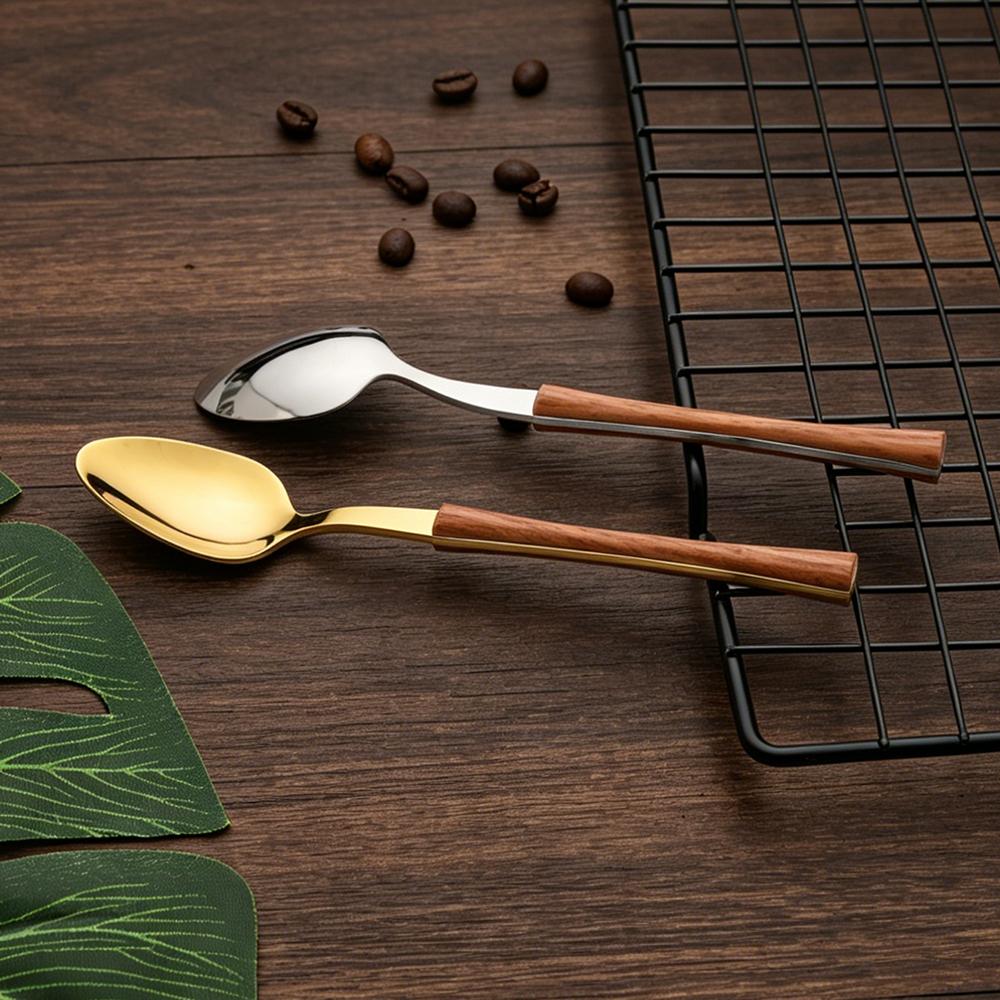 5Pcs Imitation Wooden Handle Dinnerware Cutlery Set Stainless Steel Tableware Western Knife Fork Spoons Silverware Flatware