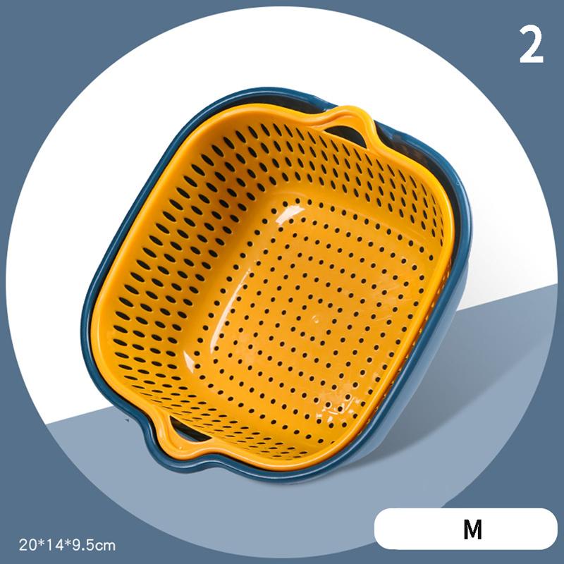 Küchenablaufkorb 6-teiliges Set Doppellagiger Haushaltsgemüsewaschkorb Multifunktionales Obstbecken aus Kunststoff