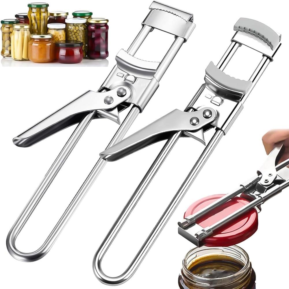 

Набор из 2 предметов из нержавеющей стали для открывания банок, регулируемый консервный нож из нержавеющей стали, подходит для открывания кухонных контейнеров (Серебряный)