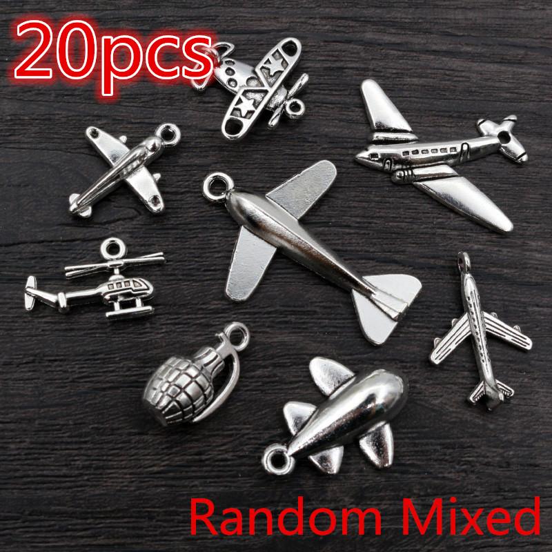 New Fashion Antique Silver Plated Airplane Grenade Helicopter Chrams Metal Alloy Pendant DIY Charms DIY Jewelry Making Findings
