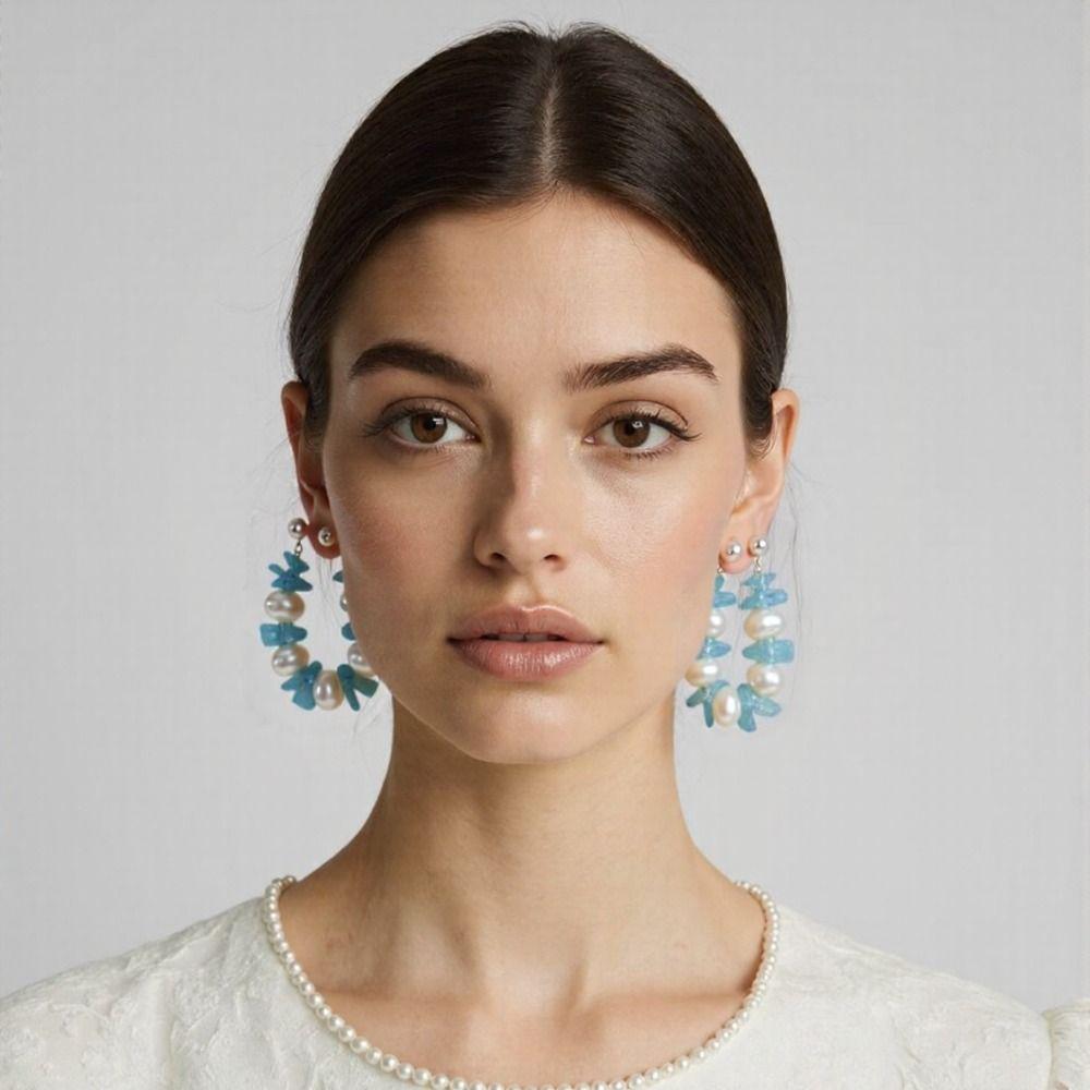 High-End Pearl Bracelet Colored Stone Women's Retro Earrings Beaded Jewelry  Ladies Pendant