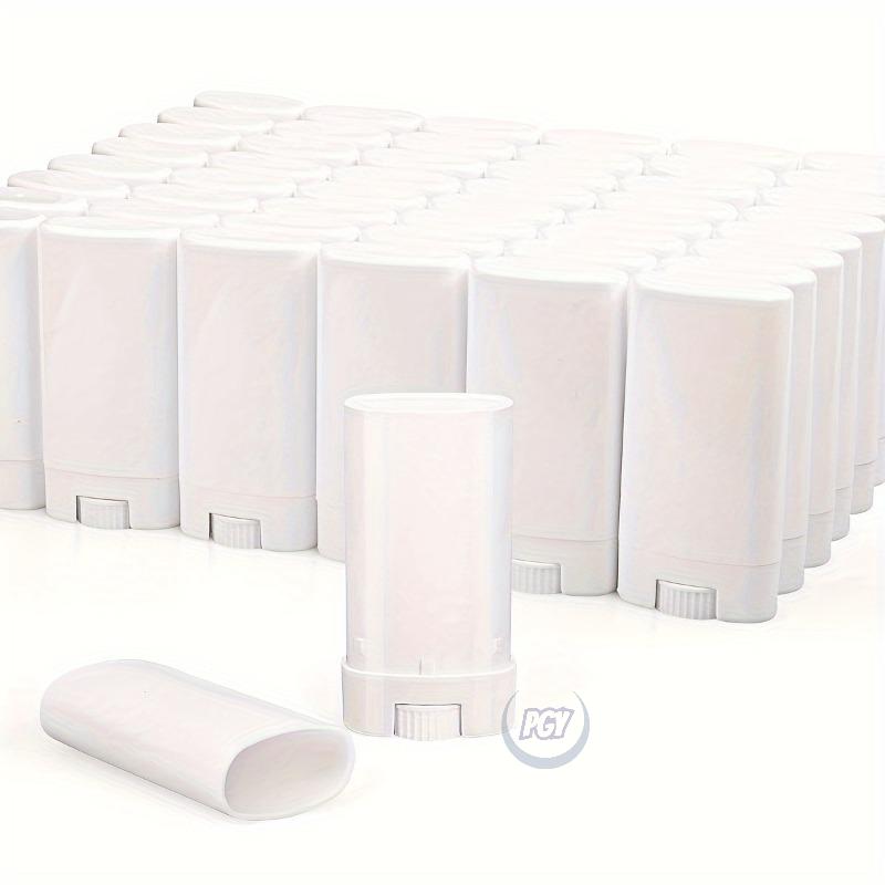 50pcs 15ml White Plastic Containers Empty Refillable Deodorant Tubes Top-Fill Oval Lip Balm Tubes for Travel Chapstick Lotions