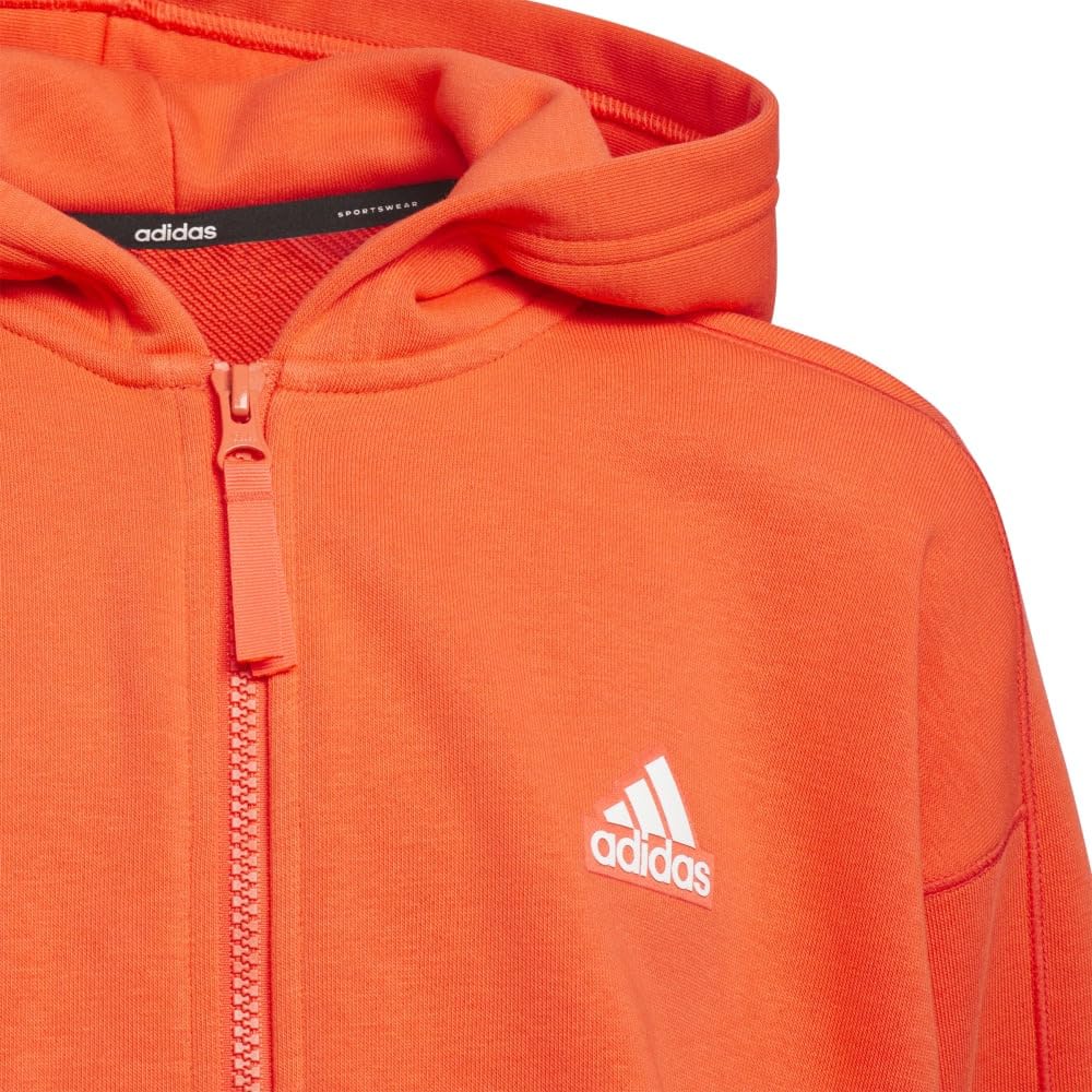 adidas Warding Pack Loose Fit French Terry Full Zip Hoodie for Kids KPX95 Bright Red (JP4922)