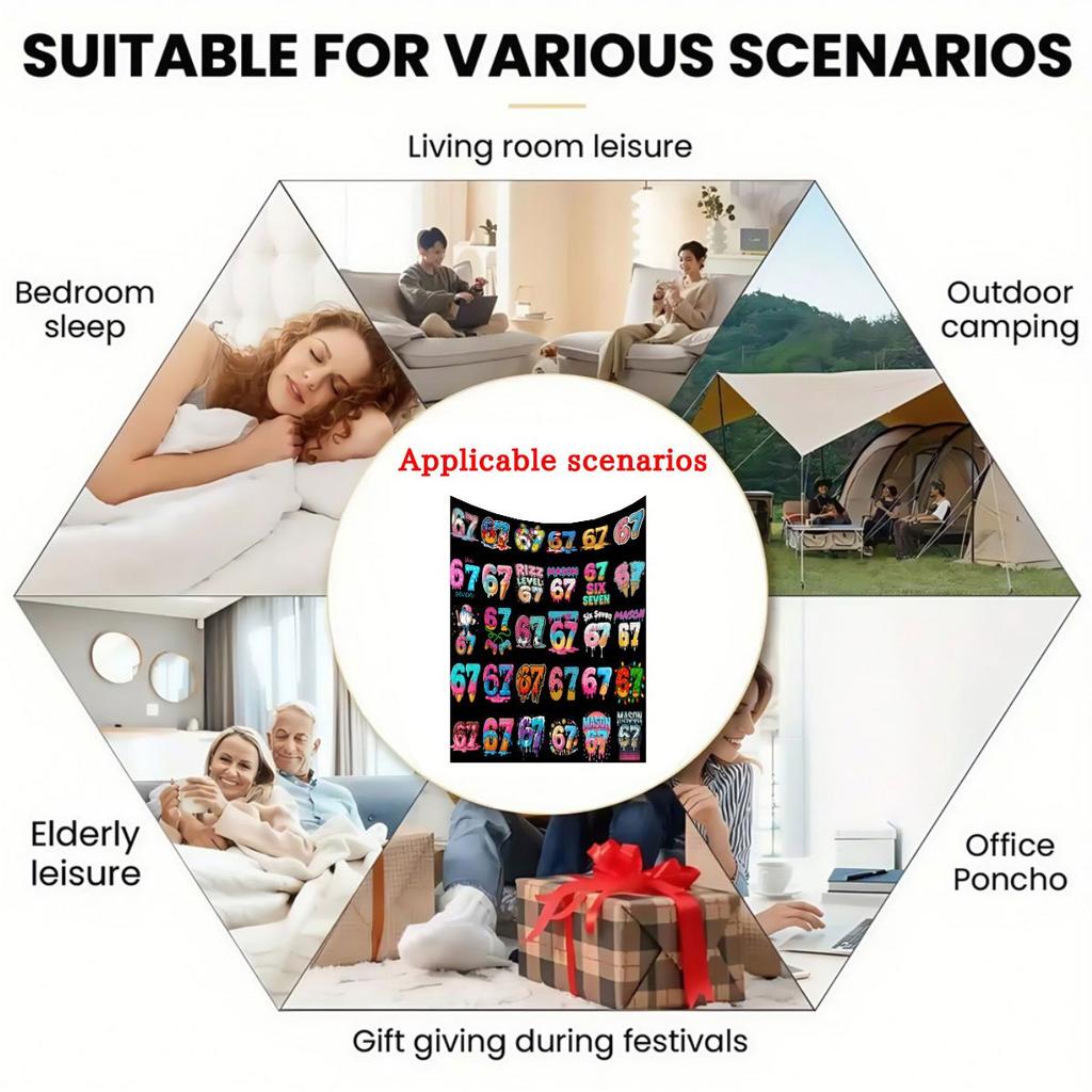 67th Creative Graffiti Theme Blanket - Suitable for sofa and bed cover in all seasons - For decoration, suitable for bedroom