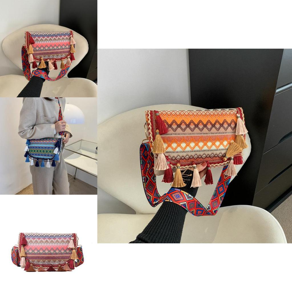 Retro European Canvas Water Bucket Bag With Tassel Details For Daily Wear