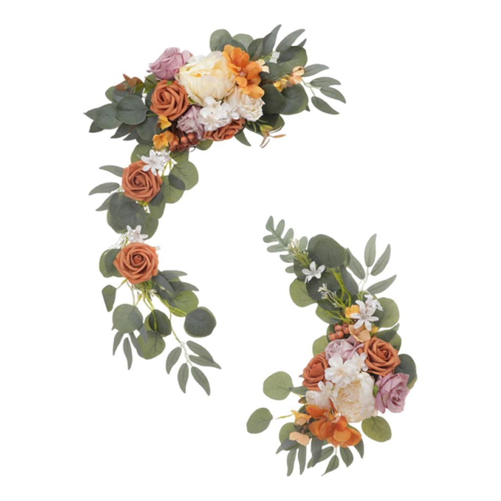 2x Wedding Arch Flowers Decoration Green Leaves Boho Arch Floral Arrangement Artificial Rose for Wall Party Reception Window
